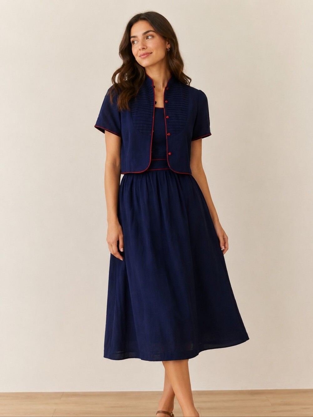 Lanz dress and jacket set navy blue Vtg